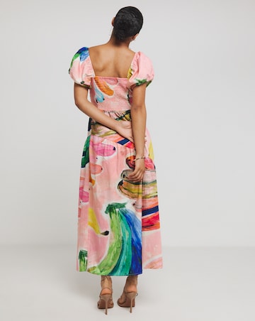 Hope & Ivy Arna Cotton Puff Sleeve Midi Dress