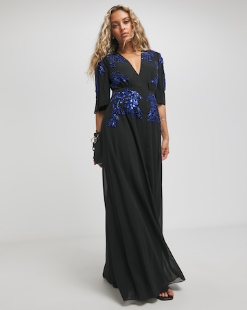 Hope & Ivy Tabby Embellished Black Maxi Dress