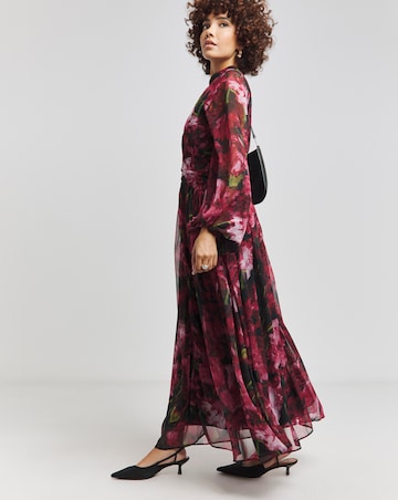 Hope & Ivy Armande Long Sleeve Pink Floral Maxi Dress