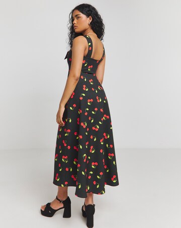 Twisted Wunder Pamela Cherry 50's Bow Detail Swing Midaxi Dress