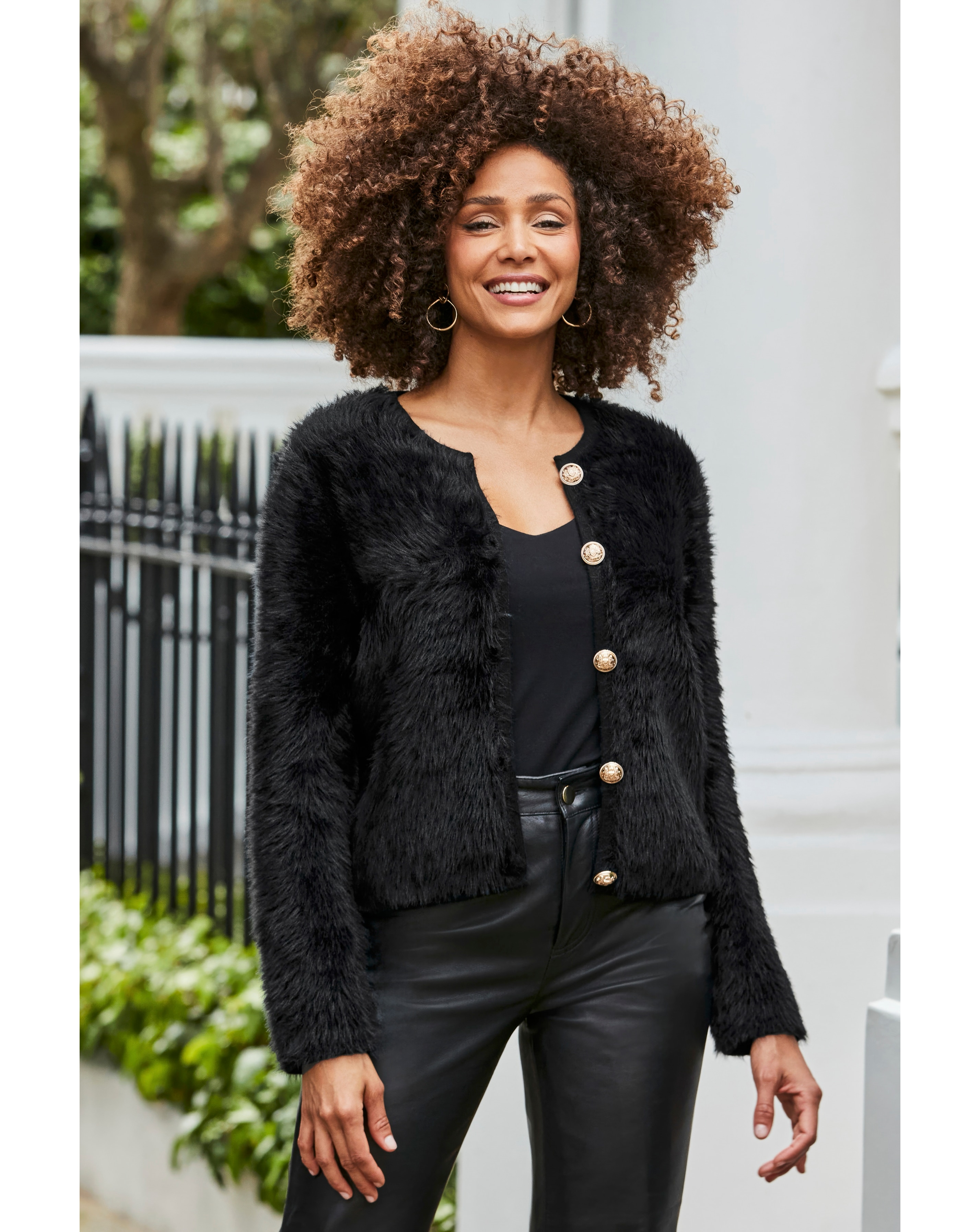 Sosandar Gold Button Cardi