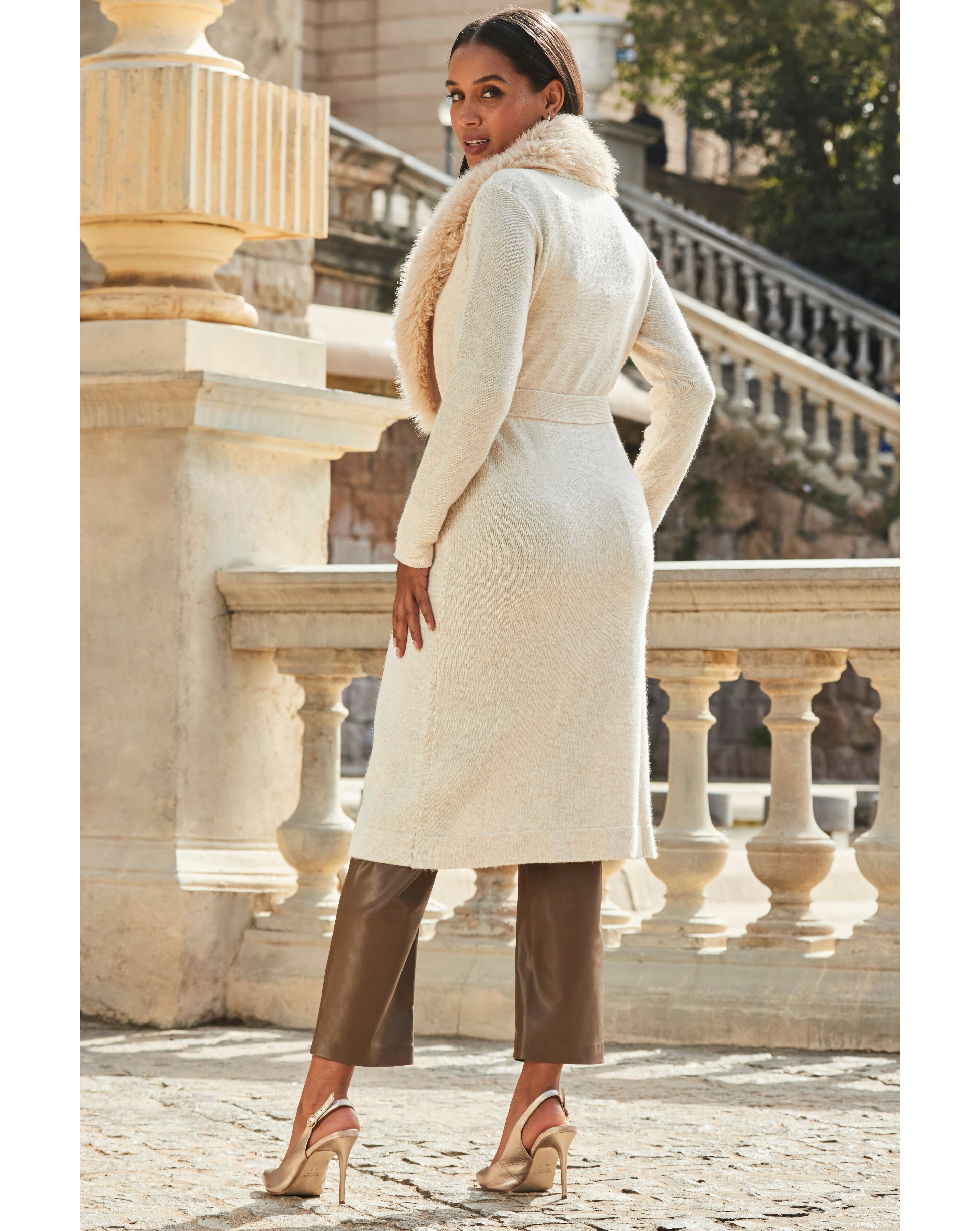 Sosandar Faux Fur Midi Cardigan | JD Williams