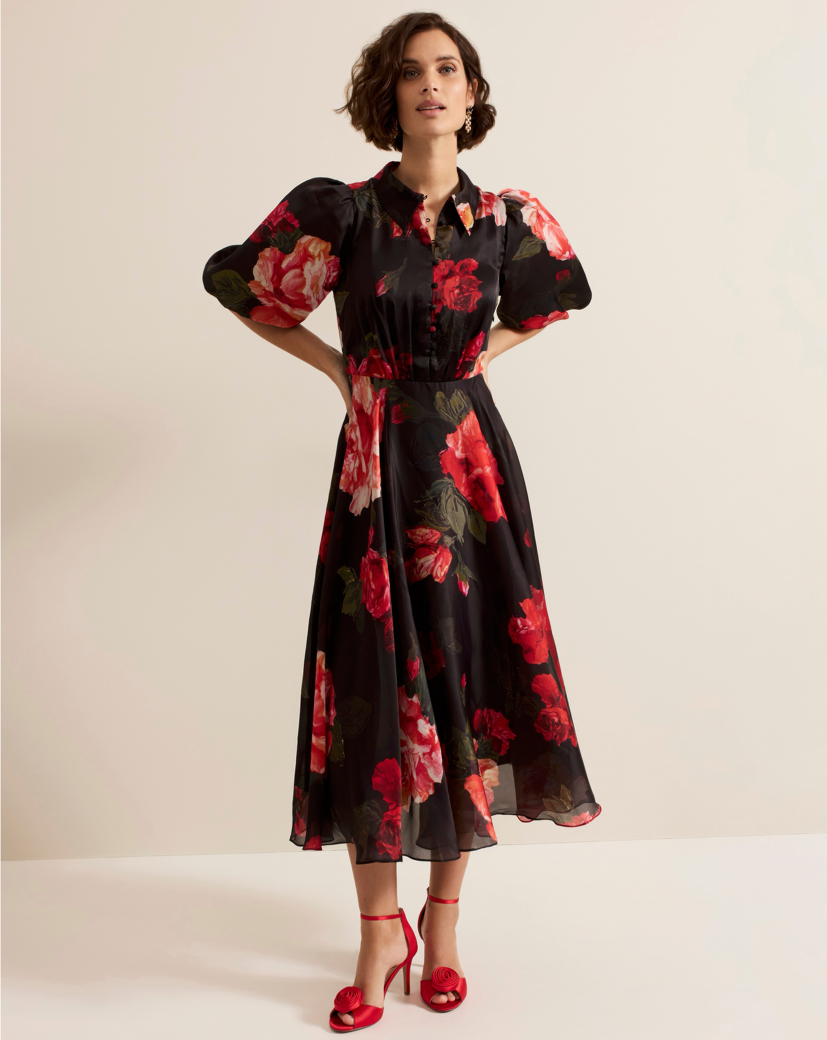 Phase Eight Floral Shirt Midi Dress