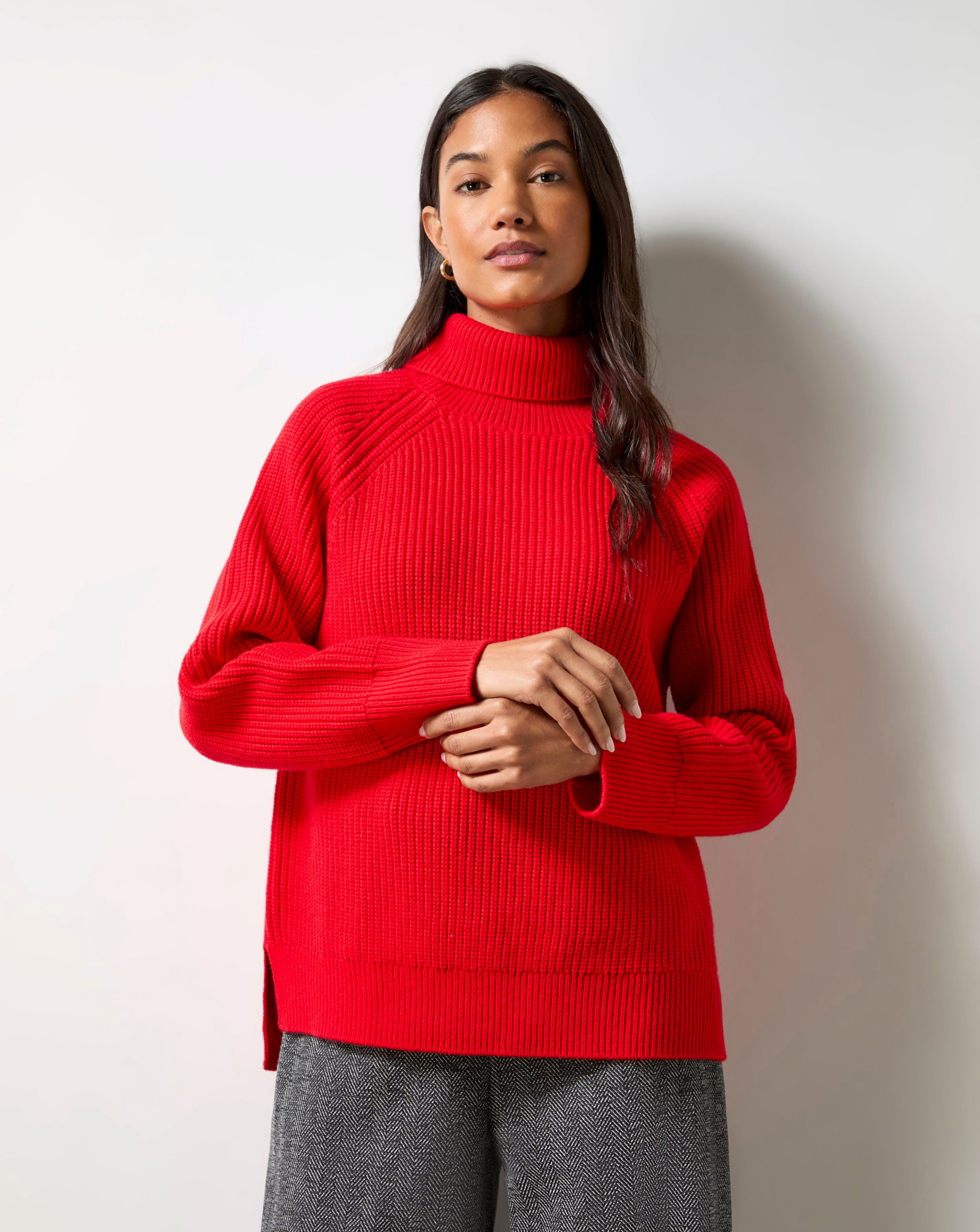 Ro&Zo Red Ribbed High Neck Jumper