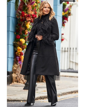 Sosandar Faux Leather Afghan Coat