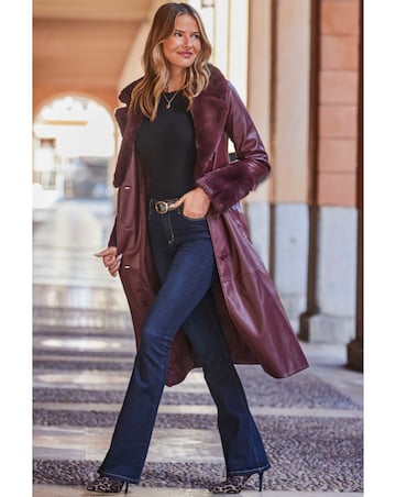 Sosandar Faux Leather Afghan Coat