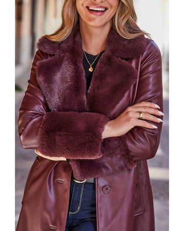Sosandar Faux Leather Afghan Coat
