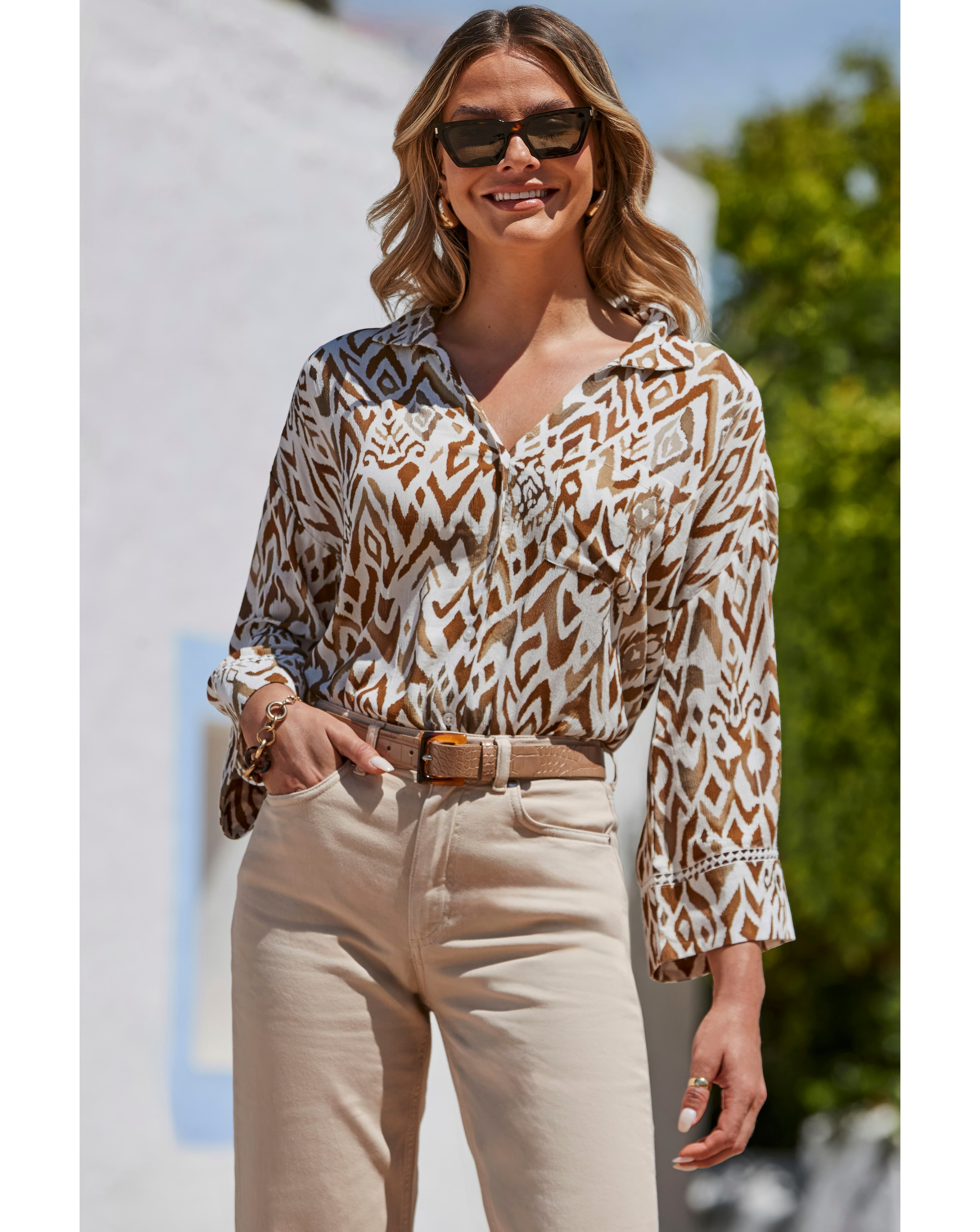 Sosandar Shirt with Ladder Trim