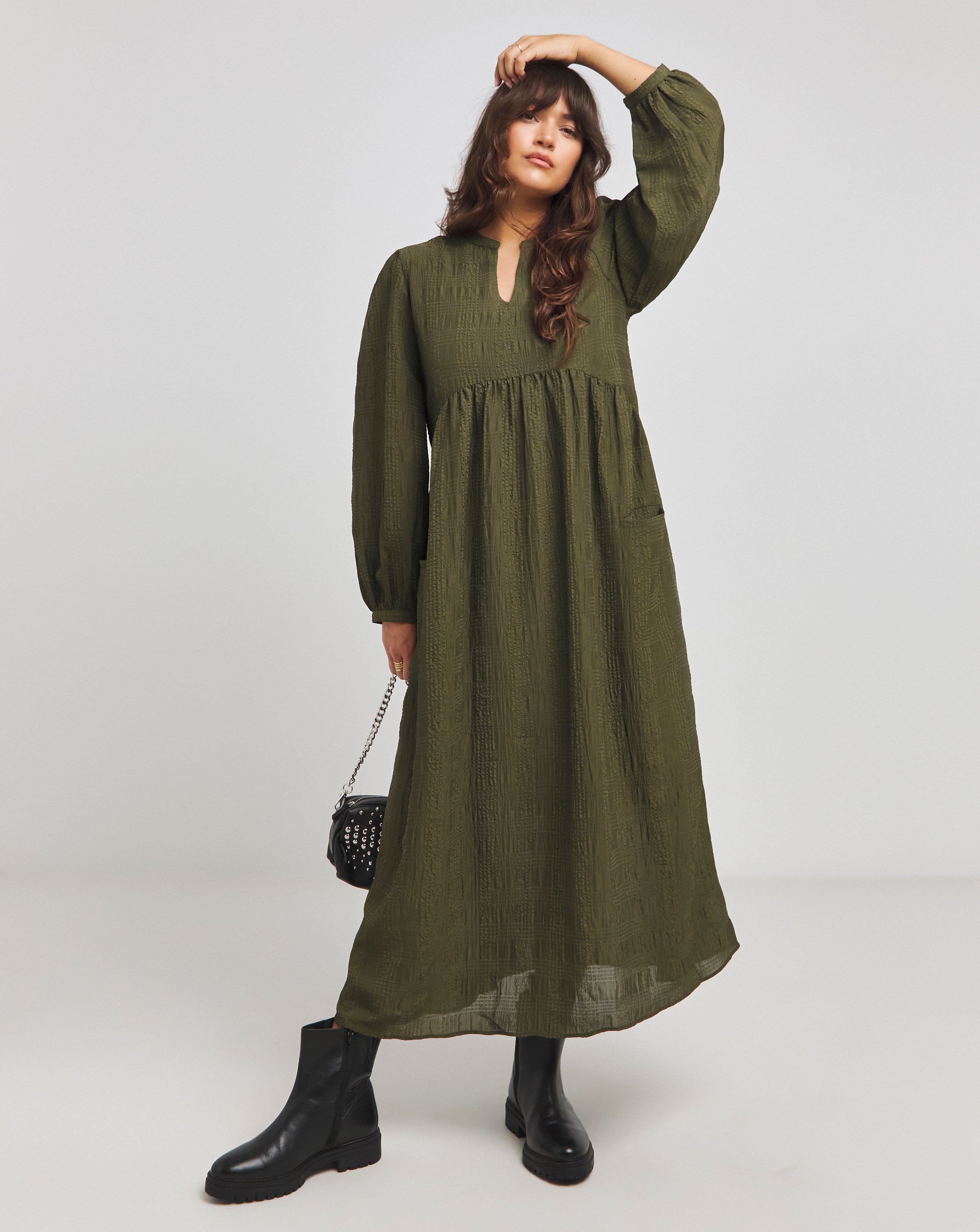 Native Youth Stripe Smock Maxi Dress