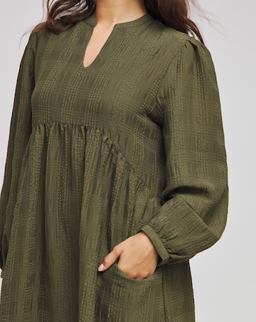 Native Youth Tonal Stripe Smock Maxi Dress With Oversized Pockets