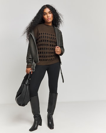 Native Youth Contrast Open Knit Oversized Jumper