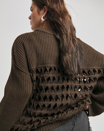 Native Youth Contrast Open Knit Oversized Jumper