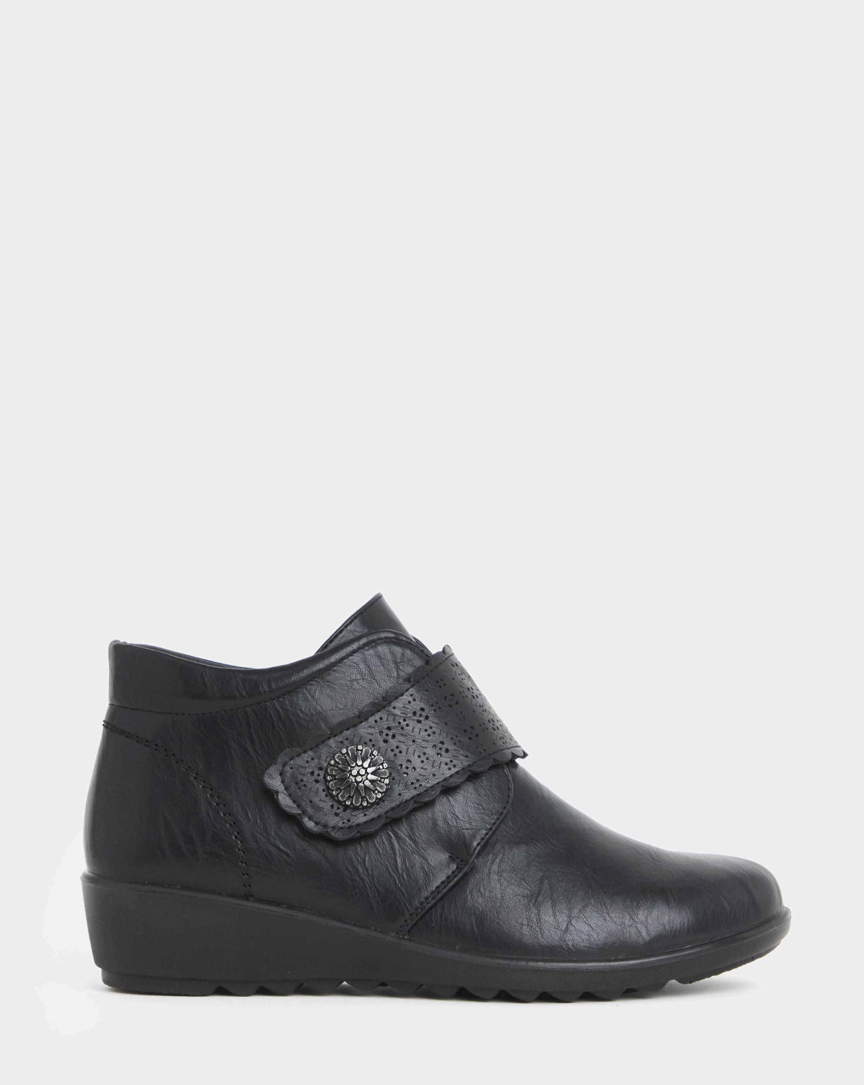 New In - Laser Cut Floral Wedge Boots Wide