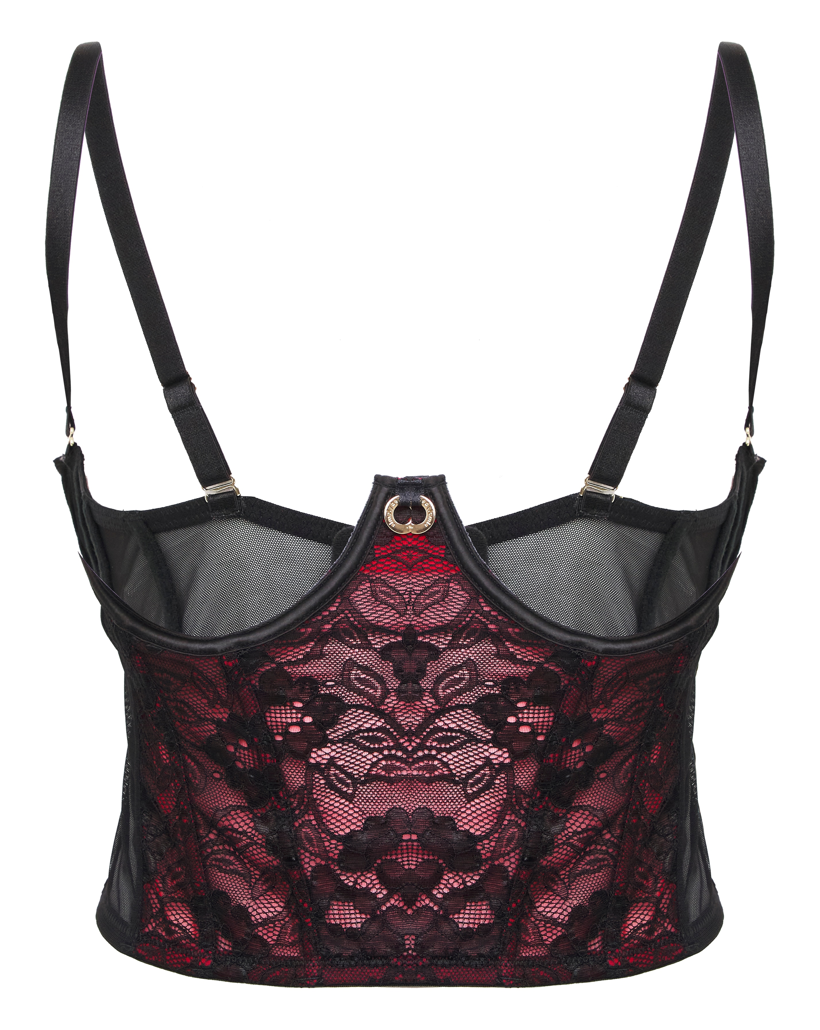 Cupless Underwire Lace Longline Bra