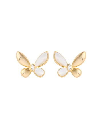 Jon Richard Gold Plated Polished And Mother Of Pearl Butterfly Stud Earrings