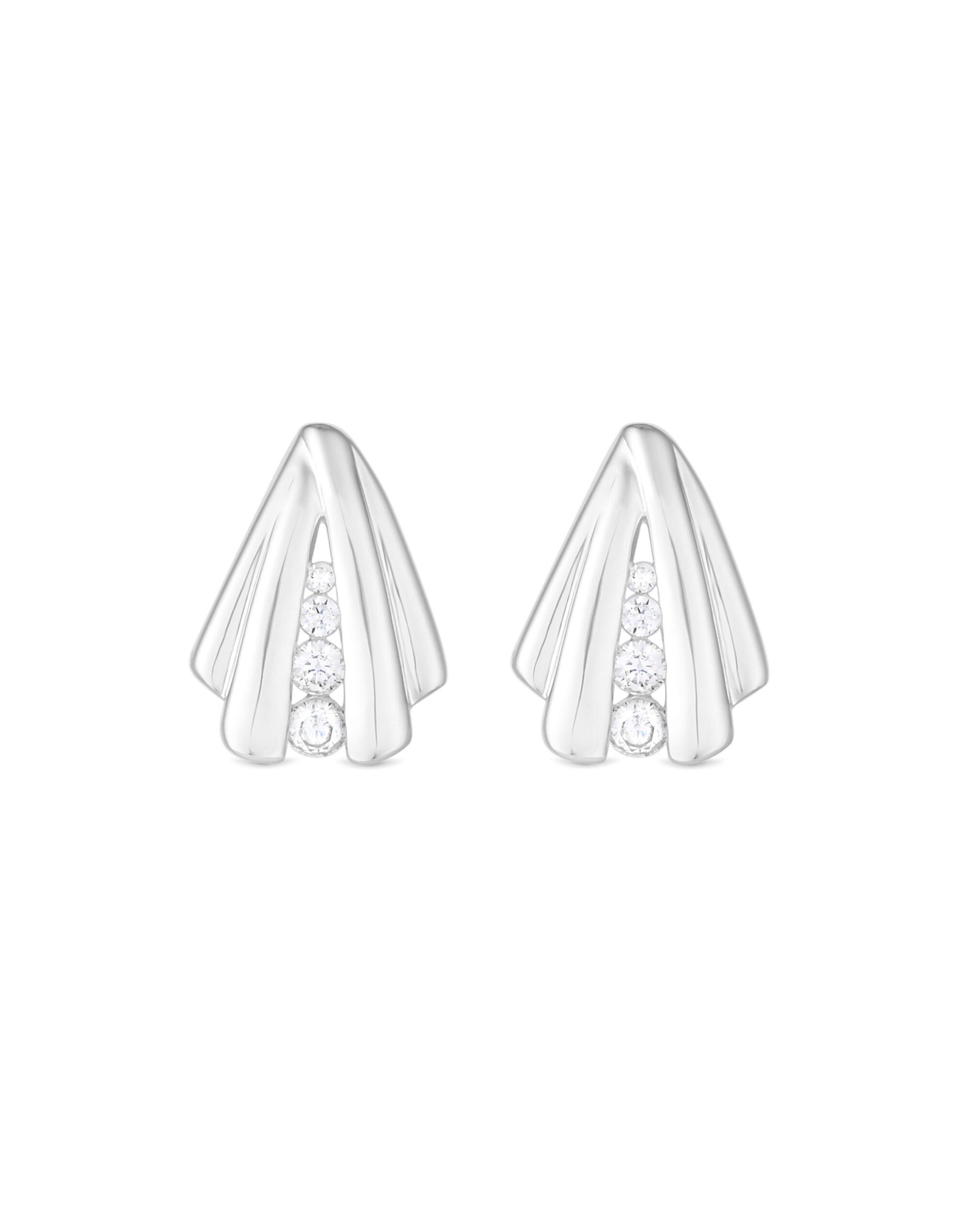 Simply Silver CZ Shell Stud Earrings
