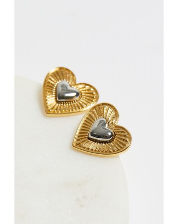 Mood Gold Coloured Crystal Meaningful Charm Huggie Hoop Earrings - Pack of 2