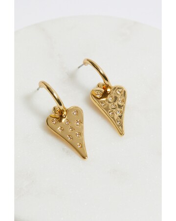 Mood Gold Coloured Crystal Meaningful Charm Huggie Hoop Earrings - Pack of 2