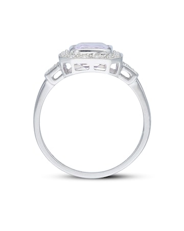 9ct White Gold Amethyst & Dia Ring