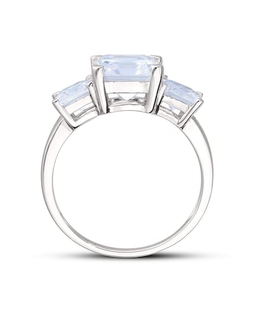 9ct White Gold Cubic Zirconia Trilogy  Ring