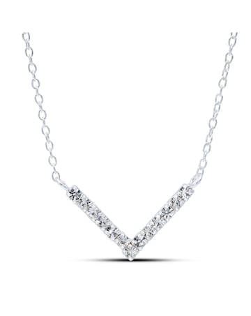 Sterling Silver Crystal V Necklace