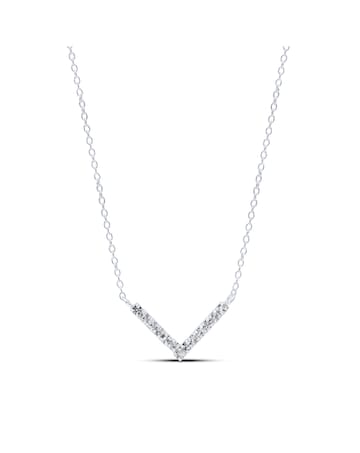 Sterling Silver Crystal V Necklace