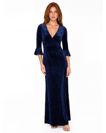 Maya Deluxe V Neck Velvet Maxi Dress