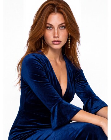 Maya Deluxe V Neck Velvet Maxi Dress