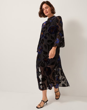 Monsoon Giselle Sheer Floral Midi Dress