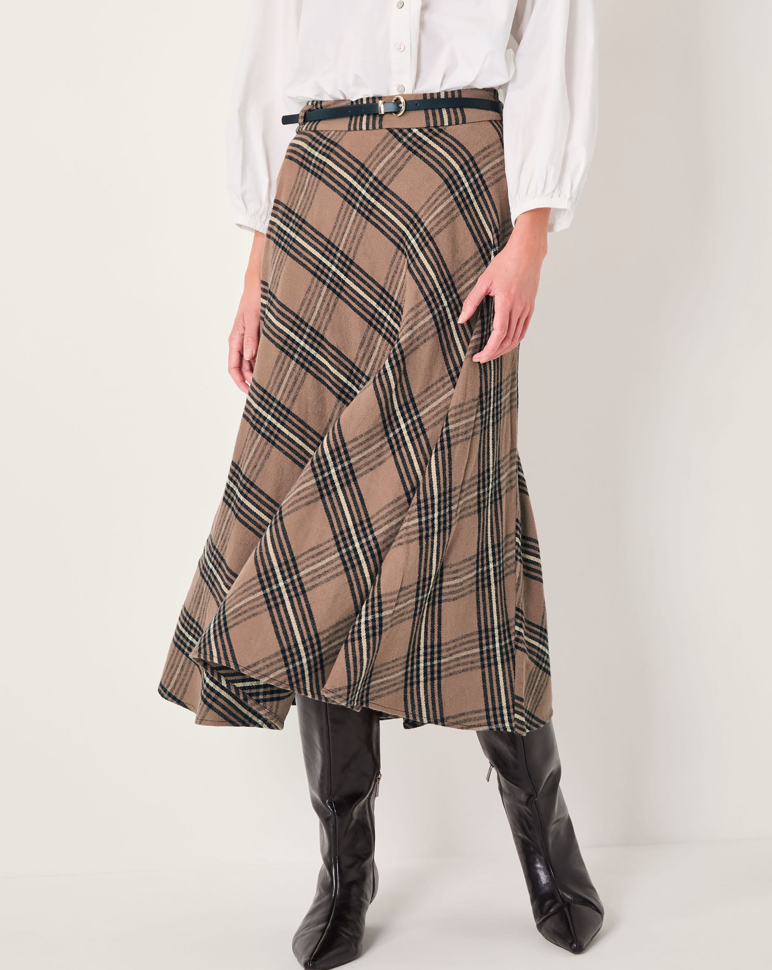 Monsoon Willa Check Midi Skirt