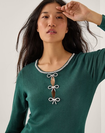 Monsoon Brit Sparkle Bow Knit Dress