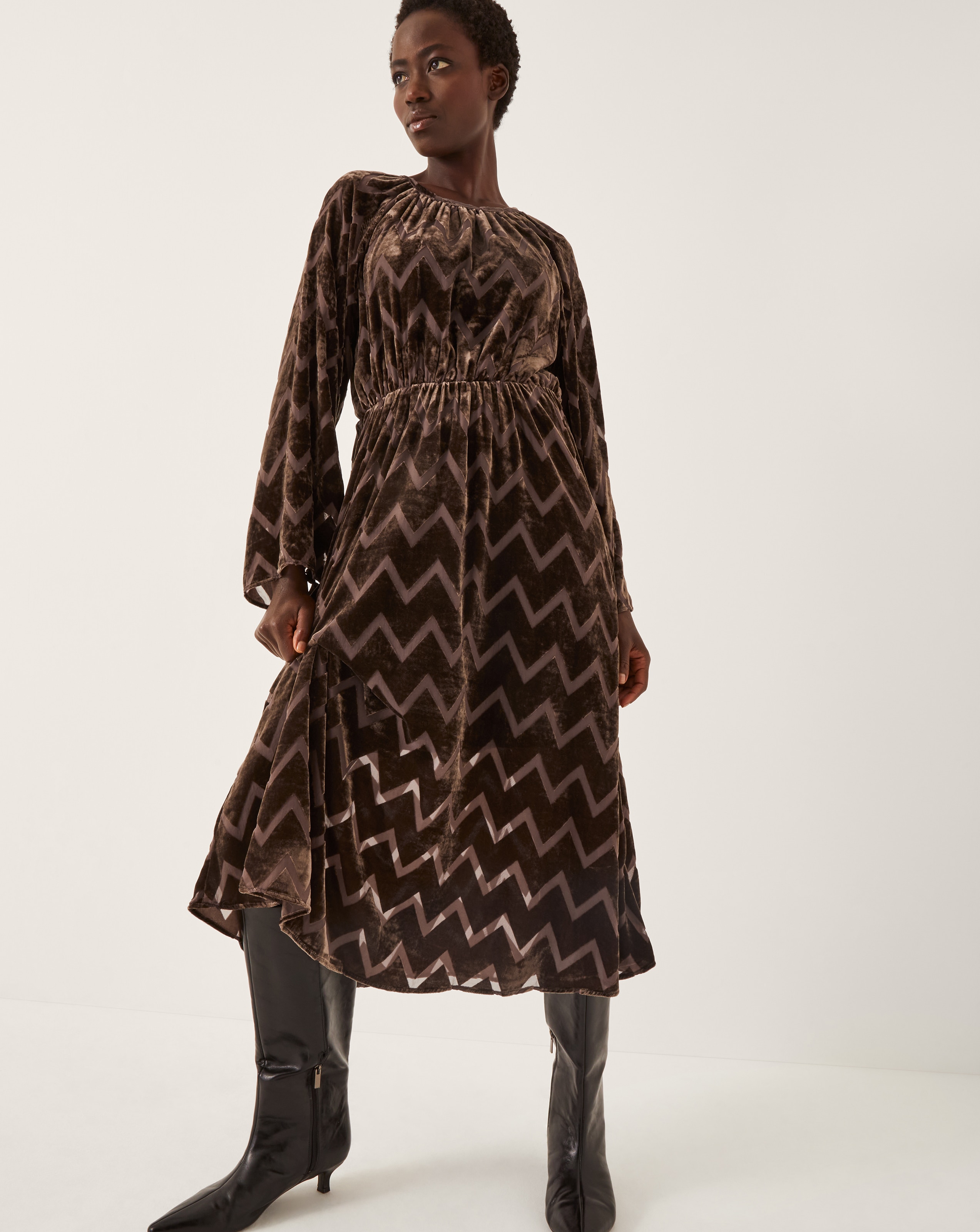 Monsoon Keisha Velvet Midi Dress