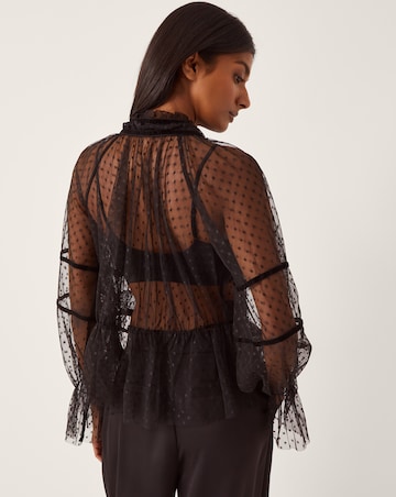 Monsoon Lina Sheer Polka Dot Lace Blouse