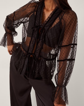 Monsoon Lina Sheer Polka Dot Lace Blouse