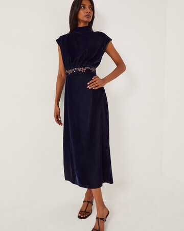 Monsoon Grace Velvet Midi Dress