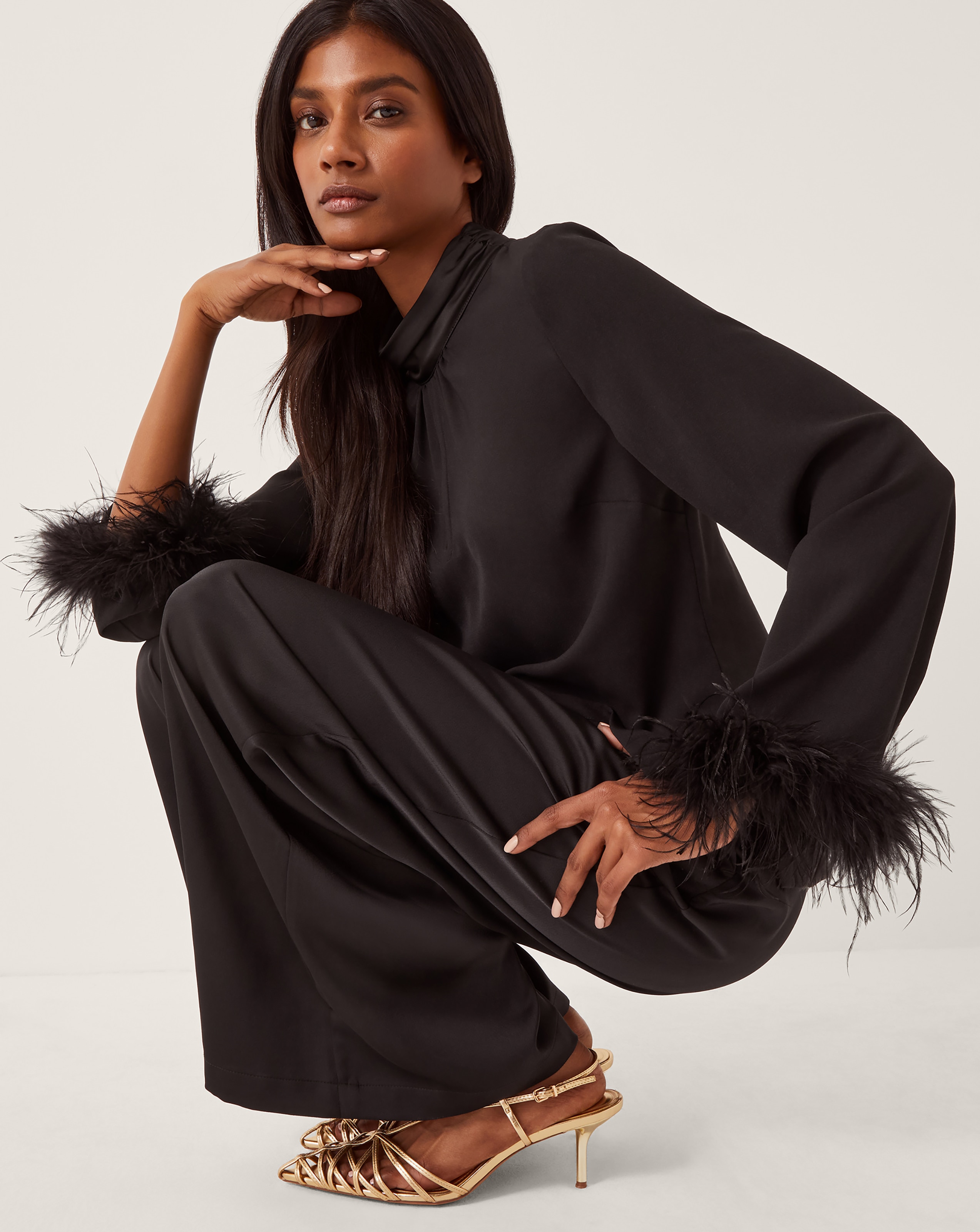 Monsoon Luella Feather Cuff Top | JD Williams