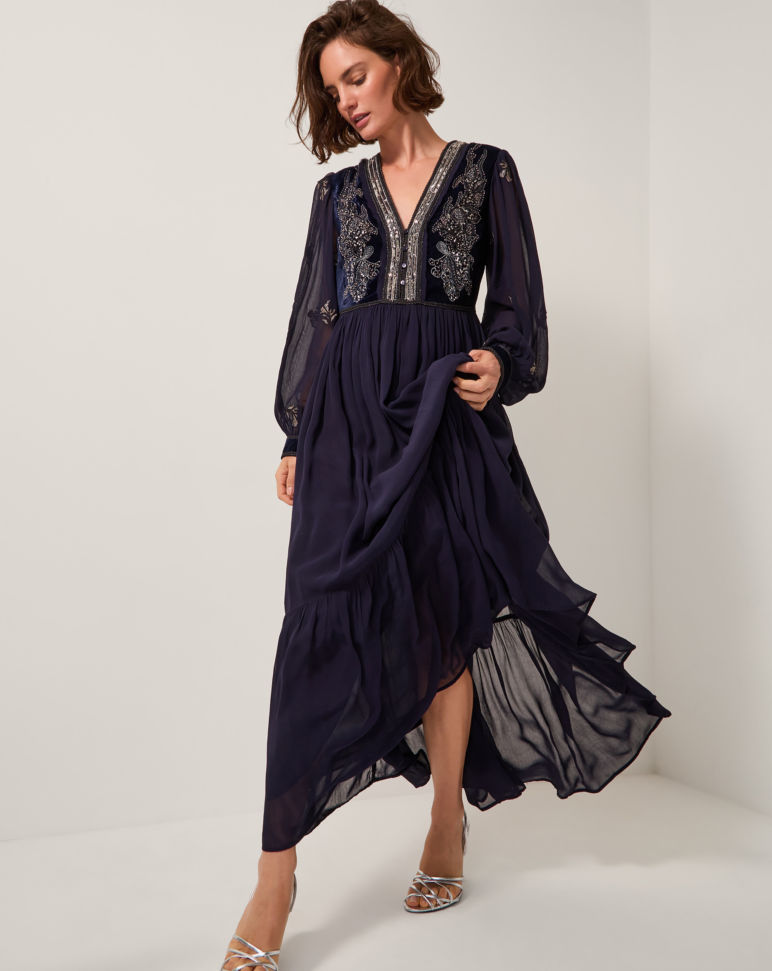 Monsoon Joanna Velvet Maxi Dress