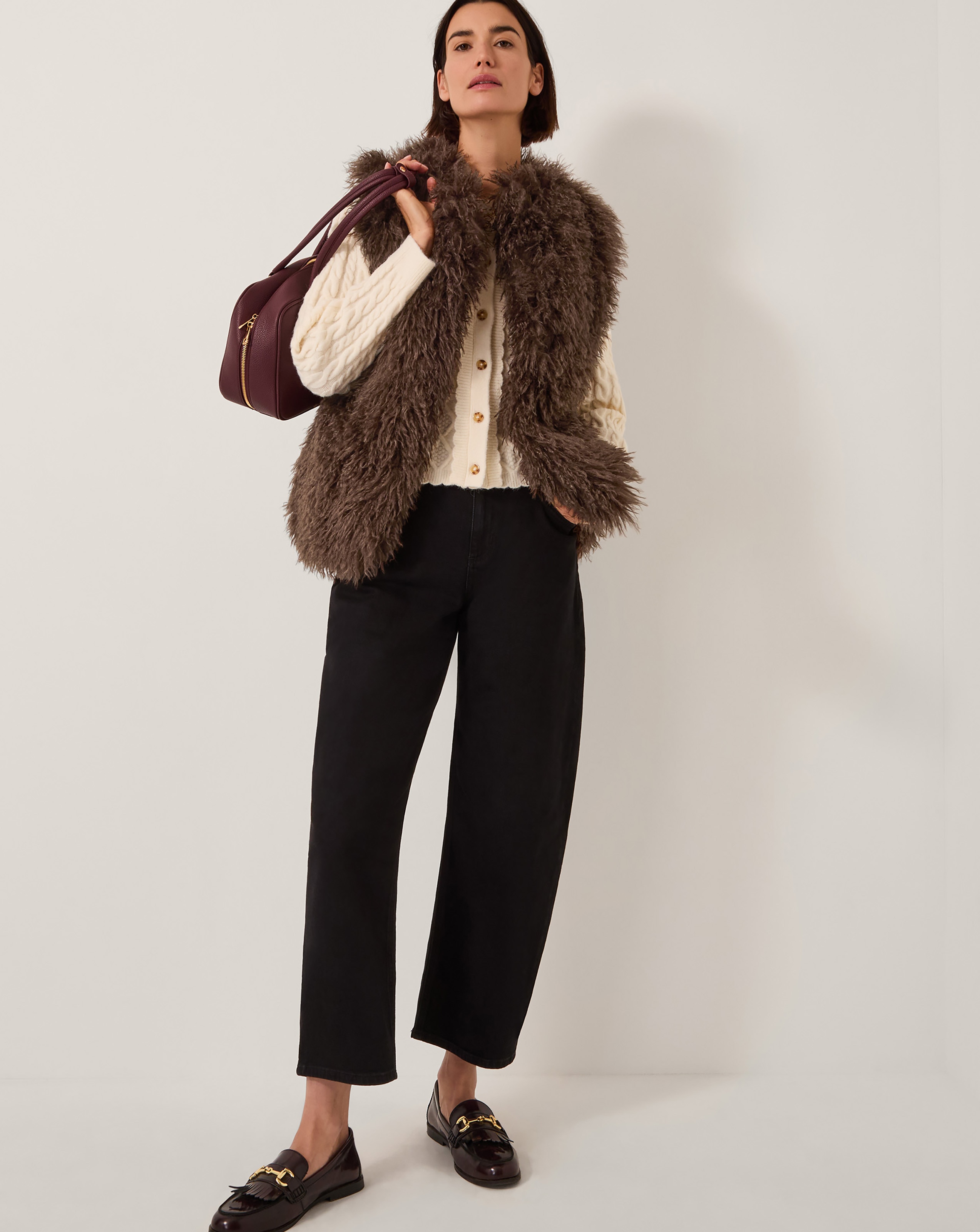Monsoon Maeve Shaggy Faux Fur Gilet | JD Williams