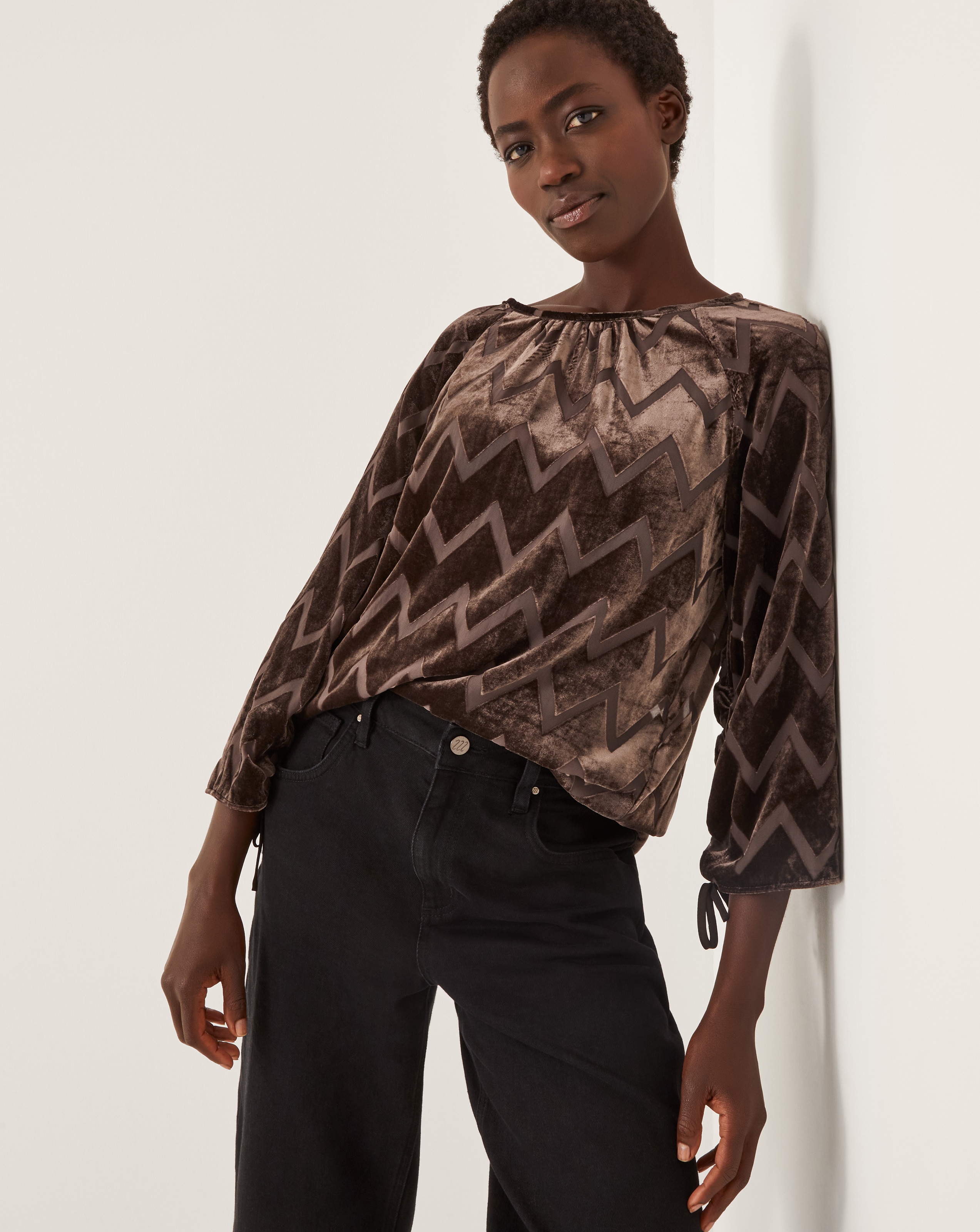 Monsoon Keisha Geometric Velvet Top