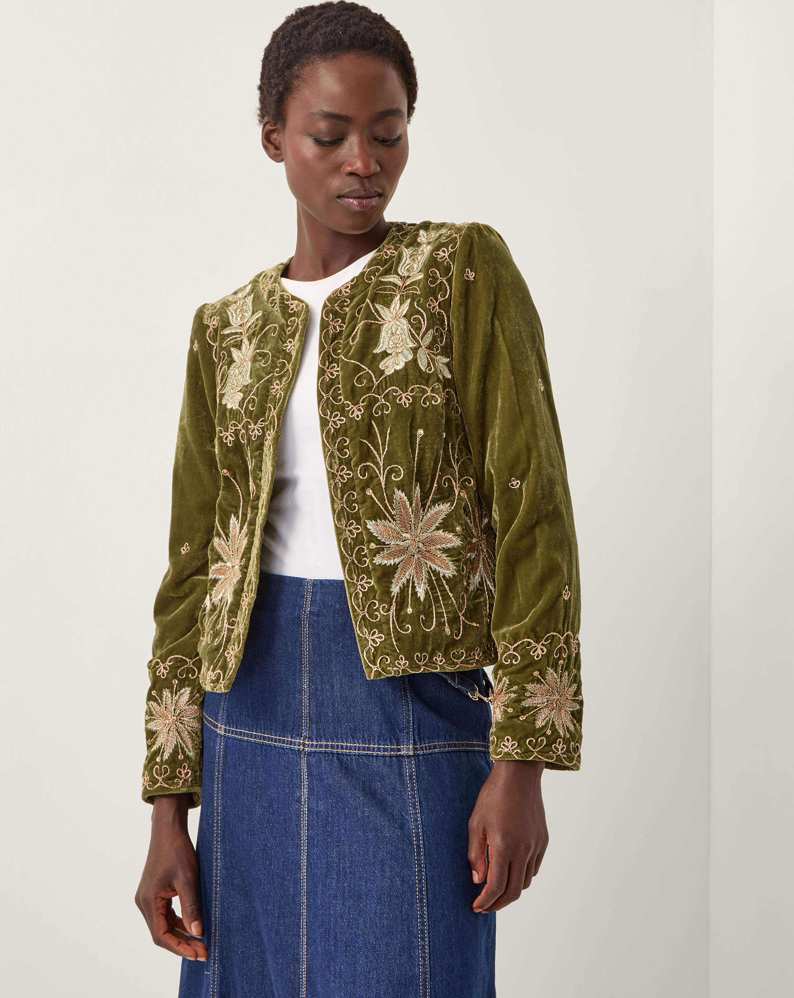 Monsoon Magda Floral Velvet Jacket