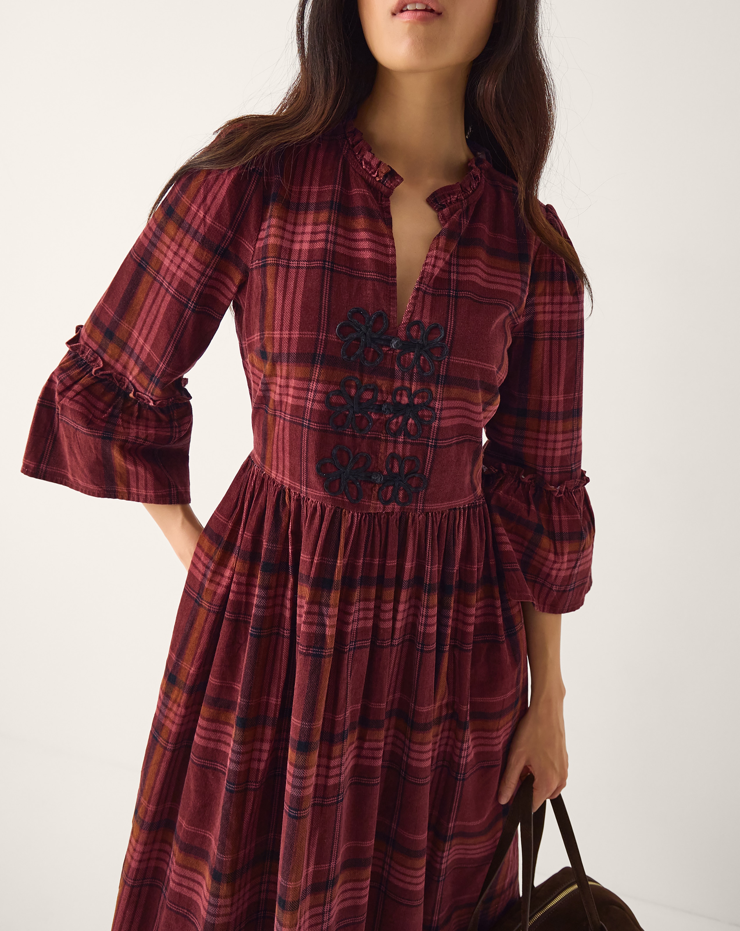New In - Monsoon Charly Check Corduroy Midi Dress