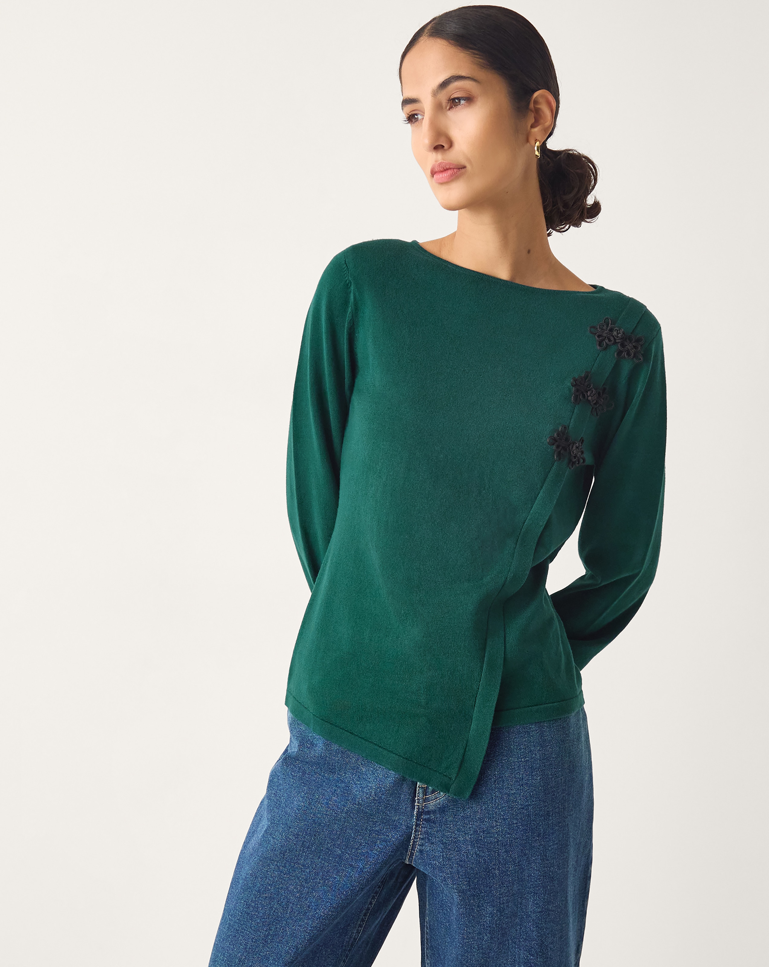 Monsoon Sofia Asymmetrical Button Jumper