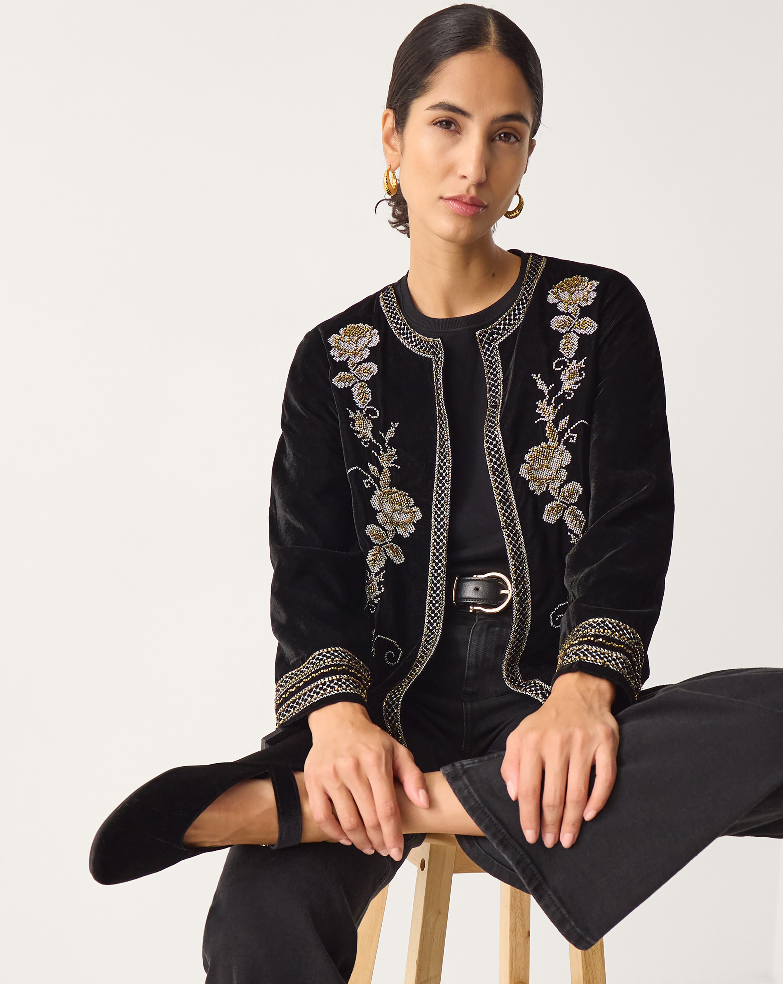 New In - Monsoon Heather Floral Velvet Jacket