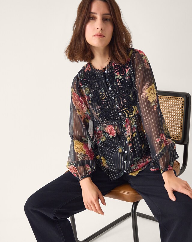 Monsoon Azami Stripe Floral Blouse