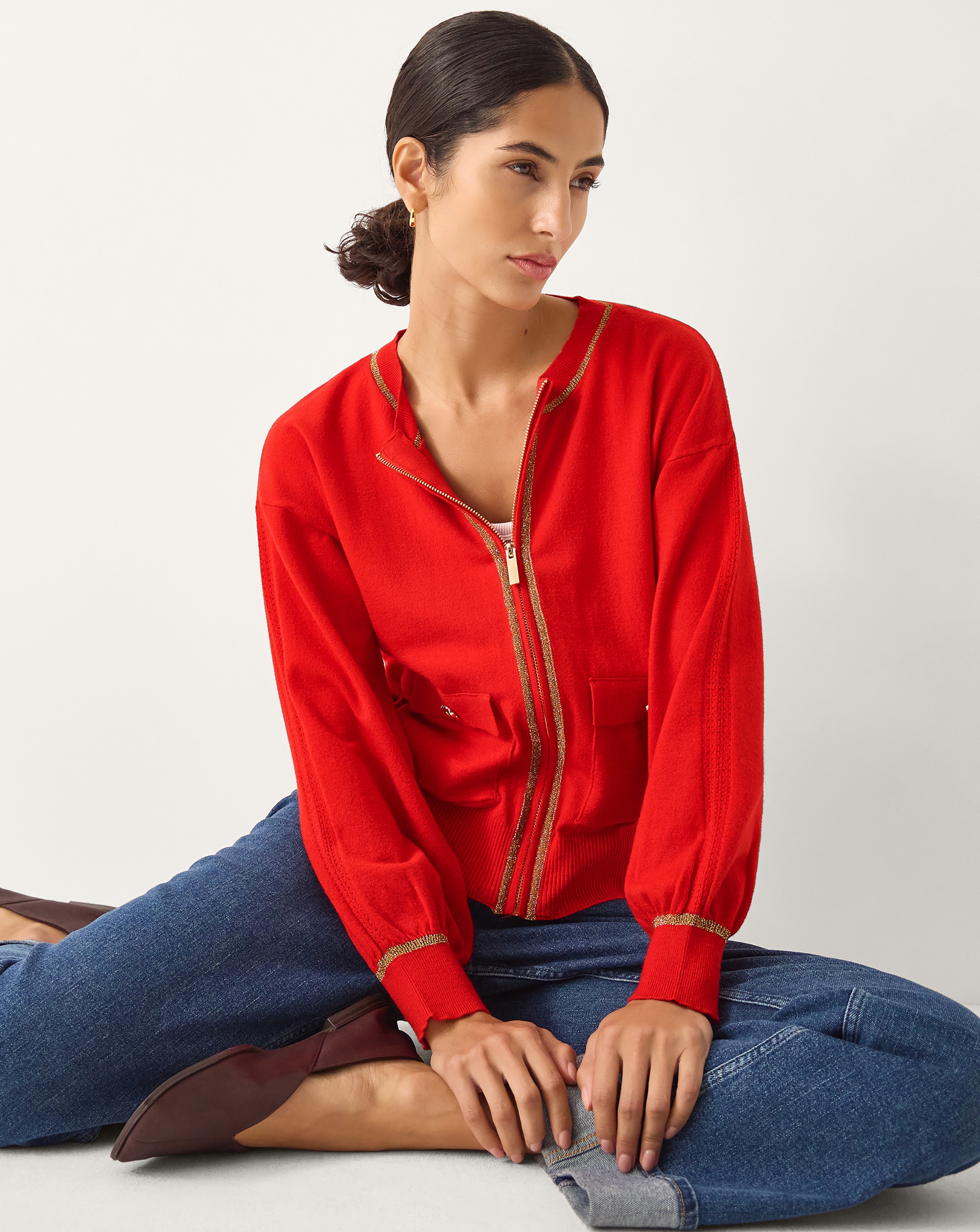 Monsoon Nolan Knit Bomber Jacket