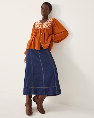 Monsoon Jenna Embroidered Blouson Blouse