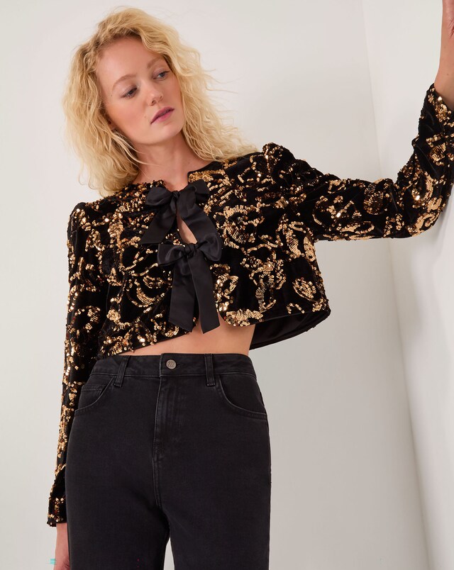 Monsoon Shola Sequin Bow Jacket