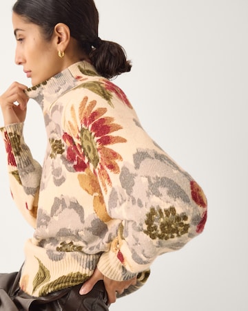 Monsoon Olive High Neck Floral Jumper