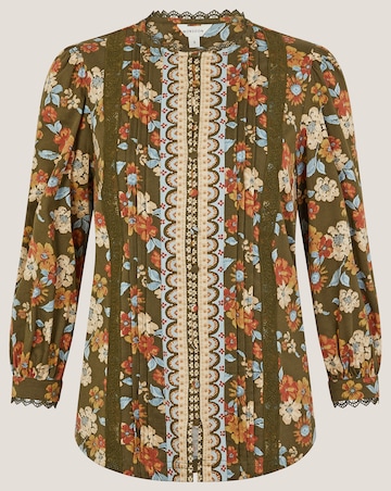 Monsoon Olive Floral Print Jersey Shirt