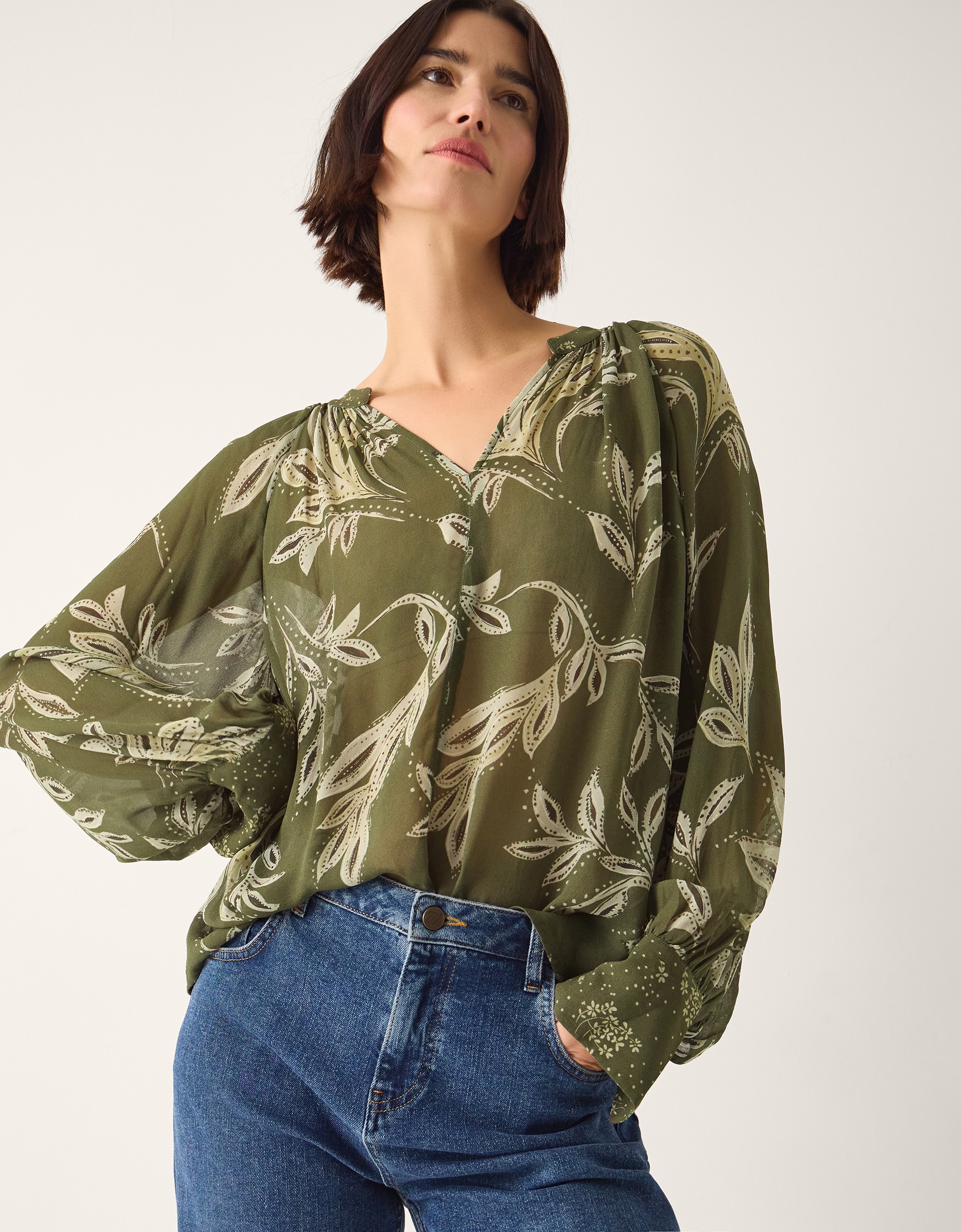 New In - Monsoon Leona Leaf Print Blouse